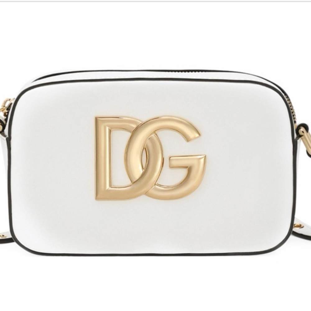 NEW WITH TAGS! 100% Authentic Dolce And Gabbana White Logo Leather Camera Bag